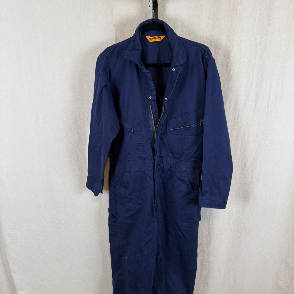 Berne‎ Mens Navy Blue Long Sleeve Zip Front Workwear Coveralls Size Med 42 Chest